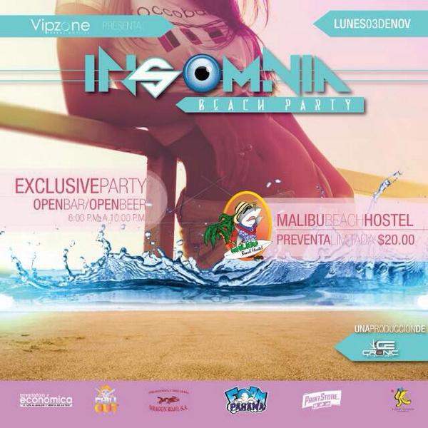 #InsomniaBeachParty2014 este 3Nov, hostalMalibu Gorgona. La mejor fiesta de playa 3erAño. Te Invita <a href="/vipzonepanama/">Vipzonebarrasmoviles</a>