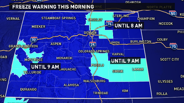 9NEWS Weather on Twitter: "Freeze warnings continue many ...