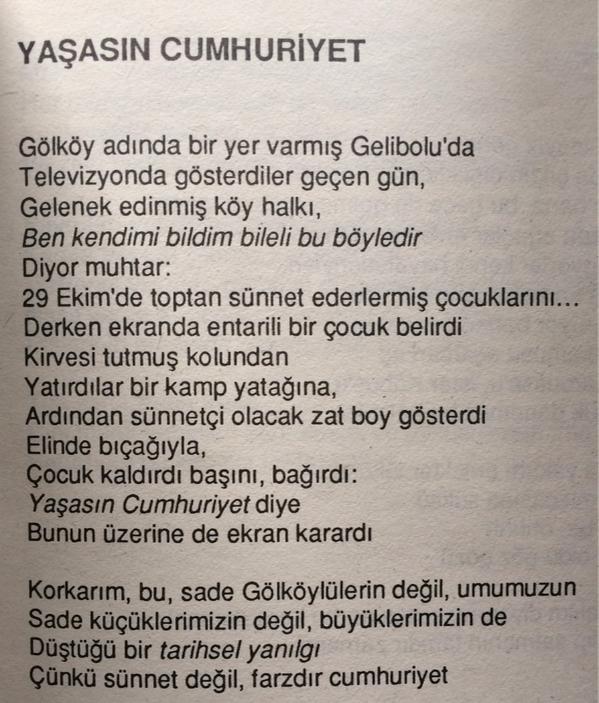 SunayAkin's tweet photo. Can Yücel ustamızdan bir Cumhuriyet şiiri.. http://t.co/yz6B6KSvMY