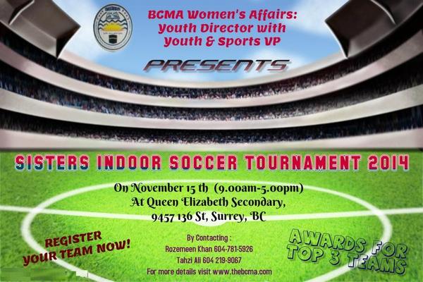 BurnabyMosque's tweet photo. Attention athletes...some individual spots left for the upcoming 2014 Muslim women's soccer tournament: http://t.co/rZzTyHsXIS