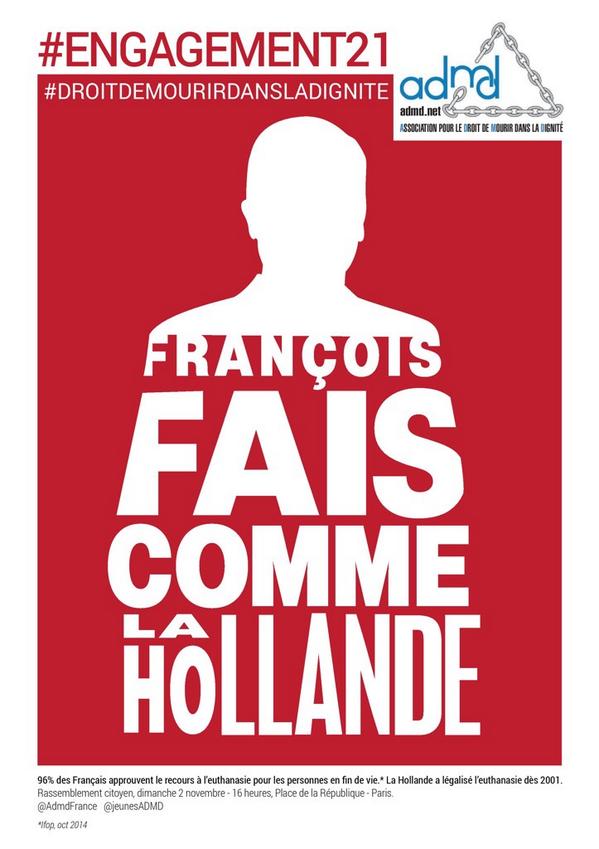 JeanLucRomero's tweet photo. Appel de l'@ADMDFRANCE à @fhollande pour qu'il tienne enfin sa Pp 21 sur le #DroitDeMourirDansLaDignité ! @libe http://t.co/2cGIZLNHvM