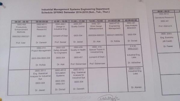 IISEKuwait's tweet photo. IMSE's Spring Semester Schedule. 

#IIE_Kuwait http://t.co/jtVcFKaZHR