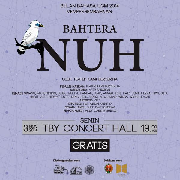 <a href="/Kekancan_Prod/">KEKANCAN</a> Pembukaan BulanBahasaUGM | Senin, 3 Nov 2014 | Pukul 19.00 WIB | TBY Concert Hall | GRATIS!