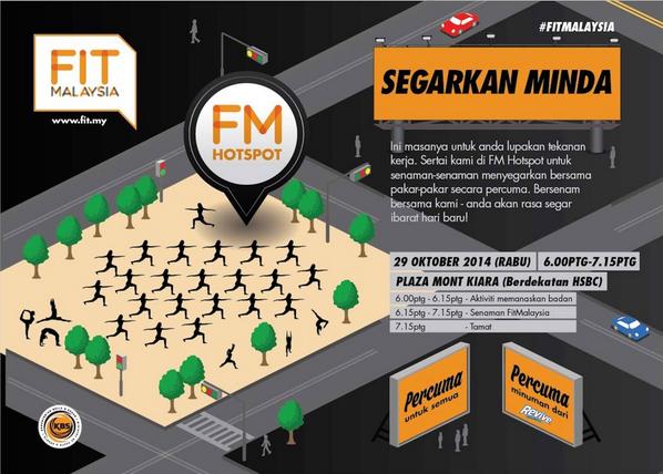 Khairykj's tweet photo. If you want a quick, free group workout after office today, check out this #FitMalaysia Hotspot at Mont Kiara, 6pm! http://t.co/86ElkuIFHX