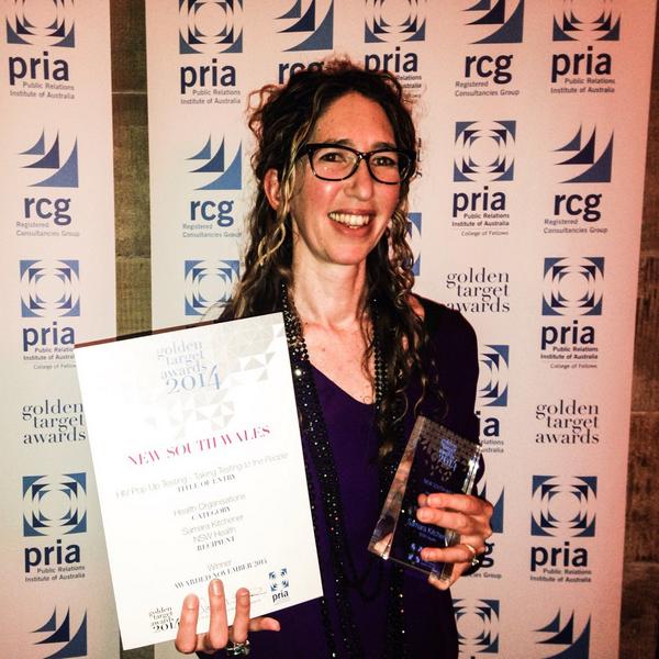 sam_kitch's tweet photo. HIV Pop up wins top award PRIA Golden Targets! #proud #priaevent @joholden62 @NSWHealth @ENDINGHIV #endinghiv http://t.co/hePwgOL79c