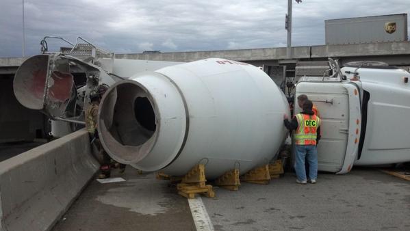RT @LouRaguse4: Here's a close-up view of the tipped over cement truck on the 190 Elm St offramp   #SofaKingWeToddDid