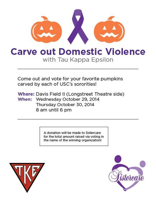 Come out to Davis Field &amp; vote on these pumpkins carved by the lovely USC sororities! All proceeds benefit Sistercare
