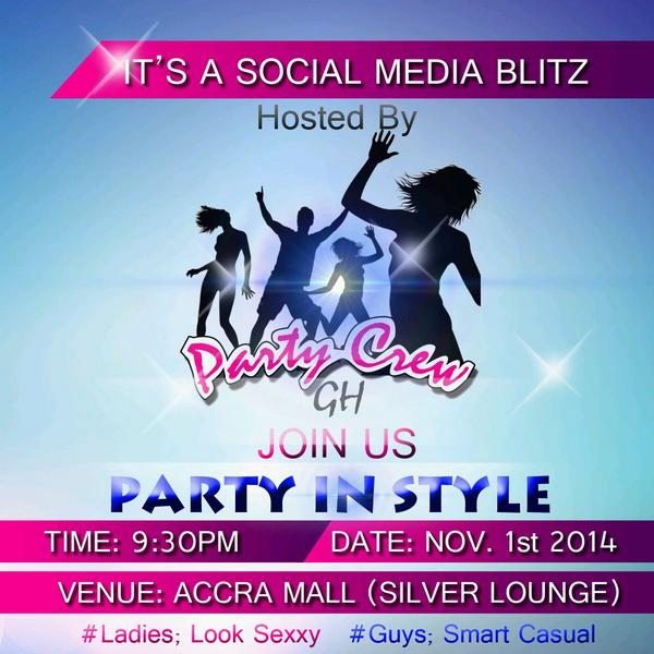Realistyc's tweet photo. Join PartyCrewGh this Saturday at the Silver Lounge, Accra Mall for loads of fun http://t.co/MojUCQruxL