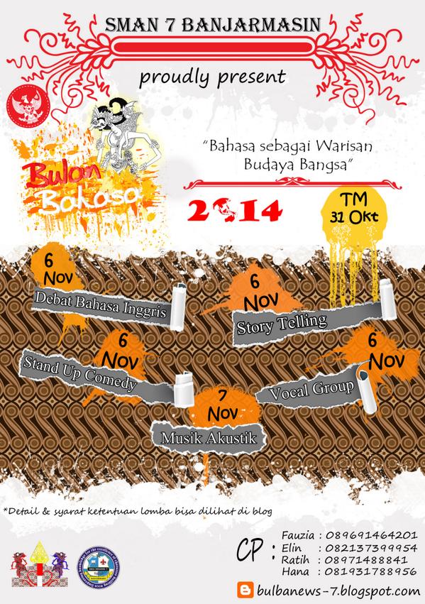 <a href="/man3bjm/">MA NEGERI 3 BJM</a> Bulan Bahasa SMAN 7 Banjarmasin, info lebih lanjut silahkan Cek Blognya di bulbanews.sman7-bjm.sch.id :)