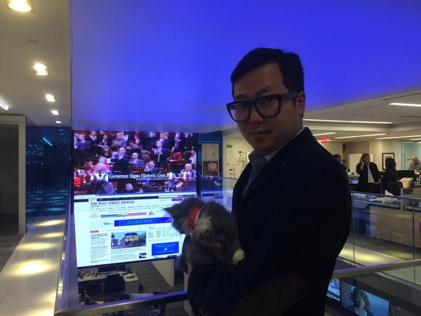 emilyphuh's tweet photo. #UberKITTENS have taken over @WSJLive! Clue the kitten has won all of our hearts @benhuh http://t.co/gdGXwCfc0q