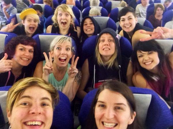 ldnrollerderby's tweet photo. London Brawling ready for take off. Champs here we come! #BackingBrawling http://t.co/cFE5DeLT8c