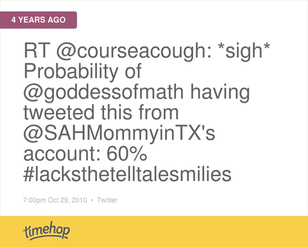 GliterallyScoot's tweet image. ROFL! 4 years ago I was overusing smiley faces as noted by @allenjprice. #stillam  timehop.com/c/t:2913947291…