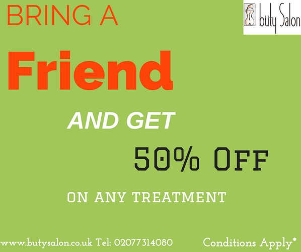 butysalon's tweet photo. Bring a Friend and Get 50% Off on any treatment!! http://t.co/CiAzjbUgxX