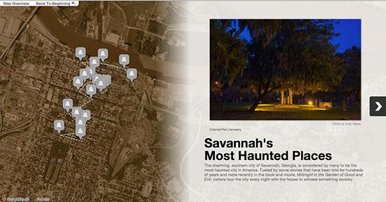kellybigley's tweet image. I used #StoryMapJS from @knightlab for the Haunted Savannah Story Map ow.ly/DwgFG for @gisincorporated