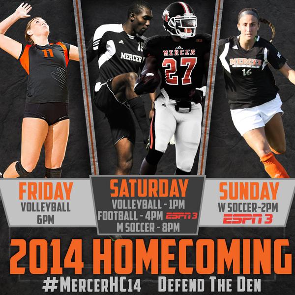 MercerBears's tweet photo. Big weekend on tap for @MercerBears with a full slate of games on campus for #MercerHC14 http://t.co/KlzqdlYOIz http://t.co/kNn2eO55Pt