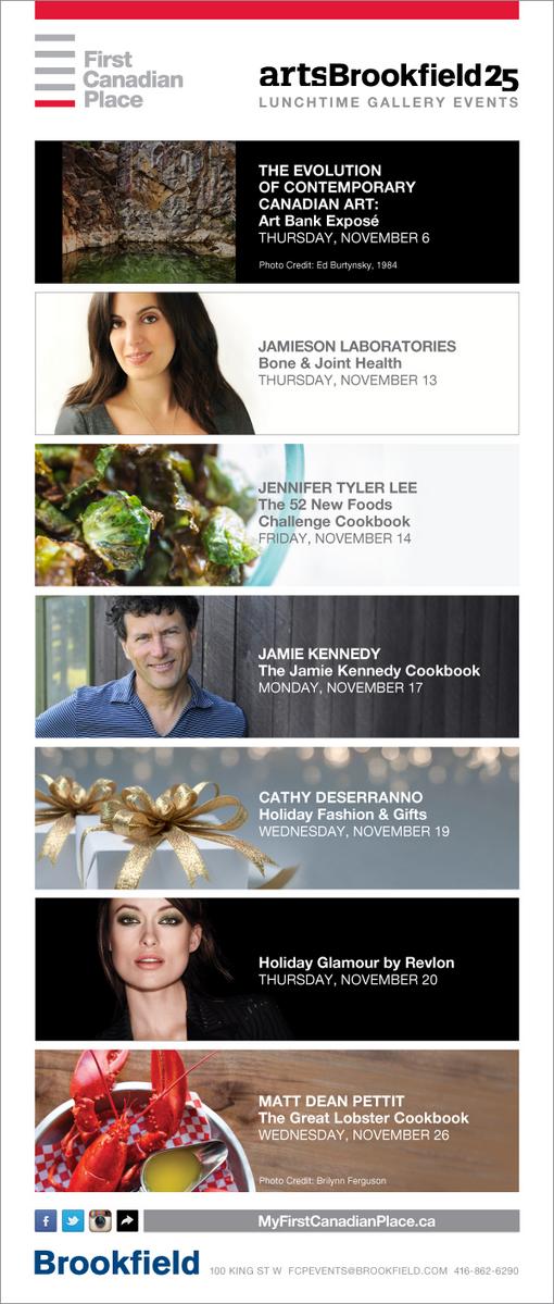 FirstCanadianPl's tweet image. Registration OPEN for November #Events @JamiesonLabs @crunchacolor @ChefJKennedy @revloncanada @RockLobsterFood