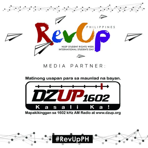 #RevUpPH <a href="/dzup1602/">DZUP 1602</a> is one of the media partners of REV UP Philippines!  via <a href="/NUSPhilippines/">NUSP</a>