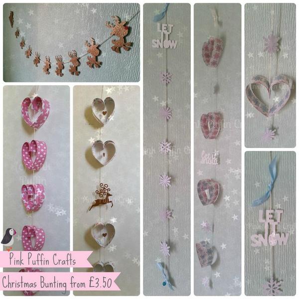 PinkPuffinKids's tweet image. @crafterscavern beautiful homemade #papercrafted #christmas bunting available from pinkpuffincrafts.co.uk