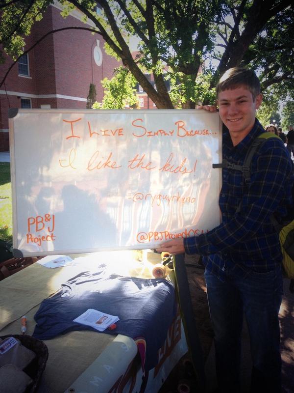 PBJProjectOSU's tweet photo. Thanks @RyguyRhyno for your support! You rock our collective socks off! #LivingSimply http://t.co/KXhOznCKlo