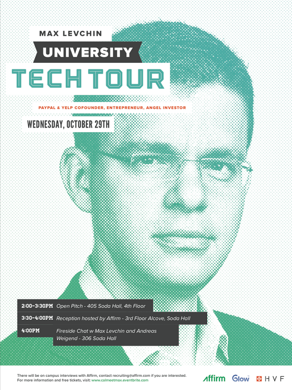 HVFLabs's tweet photo. PayPal Cofounder @mlevchin is headed to @UCBerkeley @Cal to hang out with students and faculty today. See you there! http://t.co/Ro0Rvlkrjo