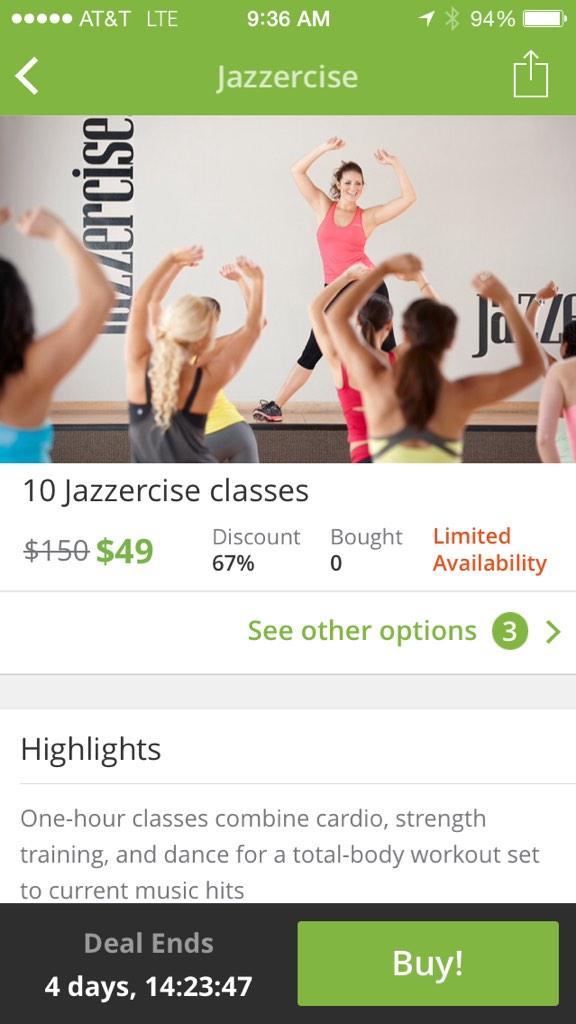 JazzerciseEast1's tweet photo. If you're looking for a way to try without the commitment here's your chance! #groupon #deals http://t.co/8C2nva3DiR