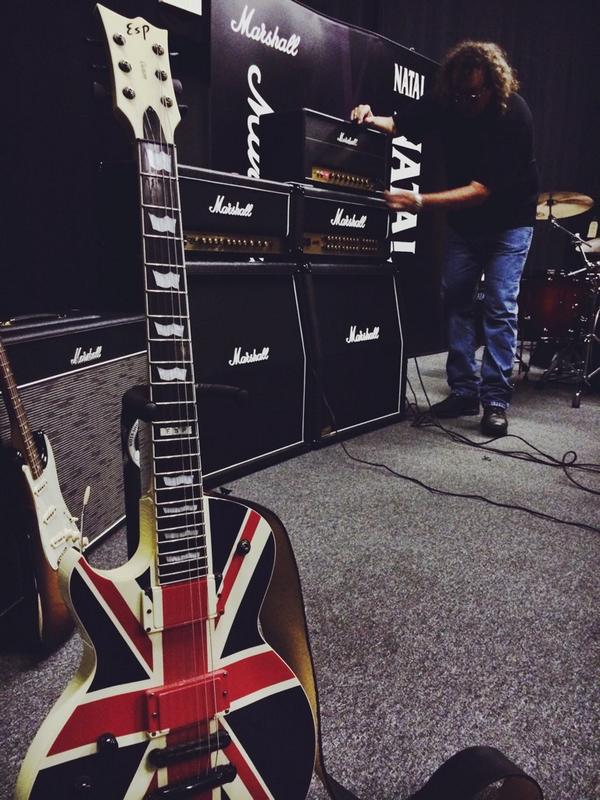 rowdyrickriot's tweet photo. @ESPGuitarsUSA and @MarshallAmpsUK in the same room with guitar tech Zeke Clark of the EVH fame. 199% rock. http://t.co/CRxlDTjKr6