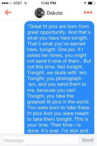 GoalieWays's tweet photo. Miracle speech Tinder style 😂 http://t.co/Kw008uxdIJ