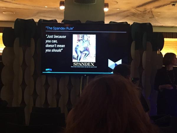 spcuya's tweet image. Fav quote "Just because you can doesn't mean you should" so true for both marketing and spandex! #SailthruLift