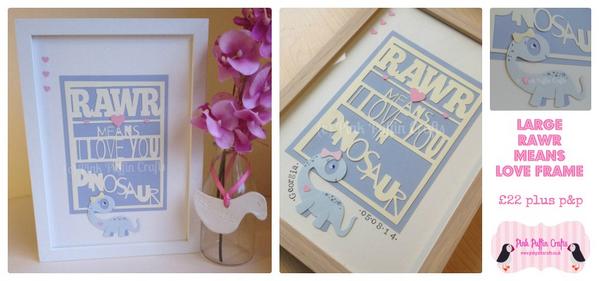 PinkPuffinKids's tweet image. Rawrsome #papercrafted keepsake frame from pinkpuffincrafts.co.uk personalised free #handmadehour #yorkshirehour