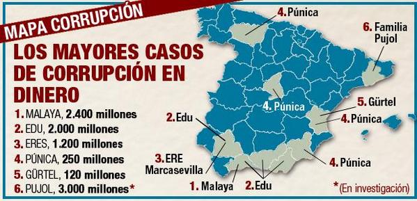 Resultado de imagen de mapa corrupcion espaÃ±a 2017