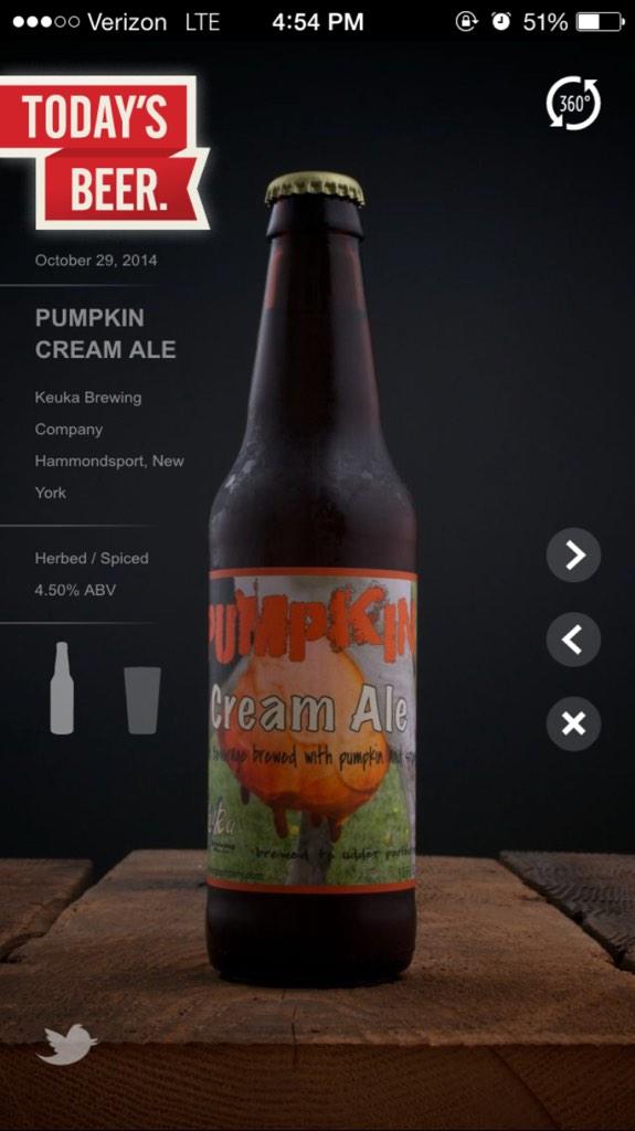 TodaysBeer's tweet photo. Pumpkins! Check out the Pumpkin Cream Ale by @KeukaBrewingCo on Today's Beer.....today. #craftbeer http://t.co/tsOArdg0DZ