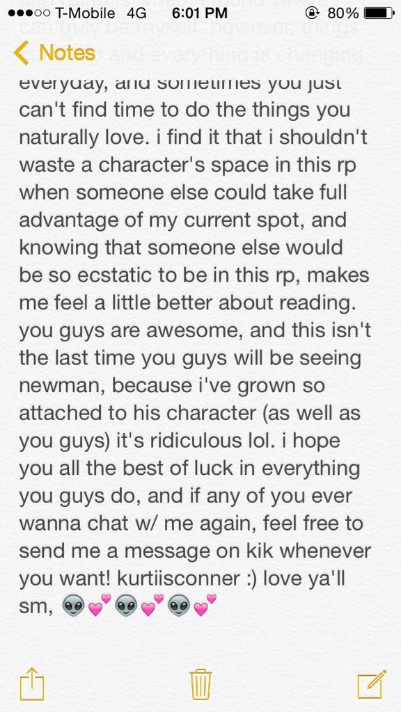 newmanlikesbutt's tweet photo. /// is it sad i'm actually tearing up right now?? just wanted to post one last ooc note for ya'll, ily all sm http://t.co/6TmsjoU1Tr