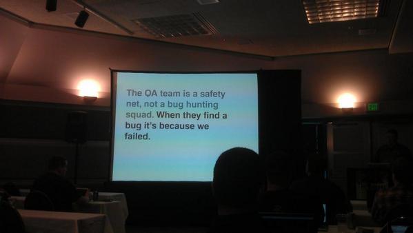 klymenko_iv's tweet image. &quot;The QA team is a safety net, not a bug hunting squad. When they find a bug it&apos;s because developers failed&quot; #zendcon