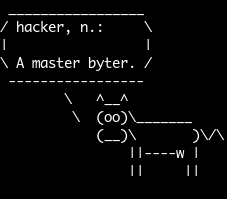 COWSAY on Twitter: ""hacker: A master byter." #cowsay # ...