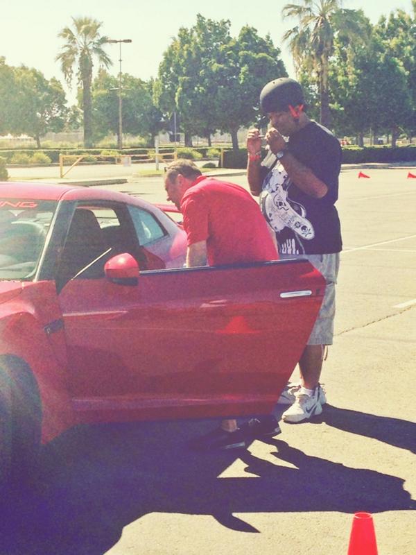 urbanmotorist's tweet photo. Got a chance to take a #GTR around the track in Fontana. WAYYY to much car for me, I'd end up in a tree #omgodzilla http://t.co/Qvy2AuGRCp