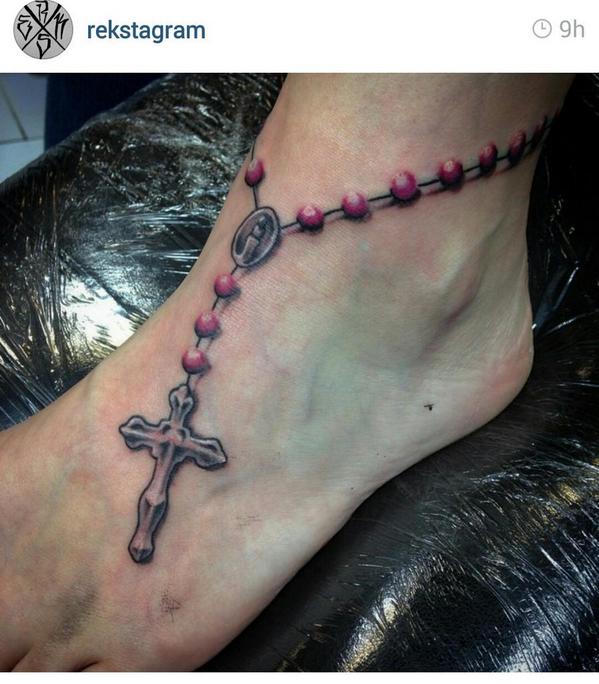 Rosary Anklet with Cross Tattoo  Ink Art Tattoos