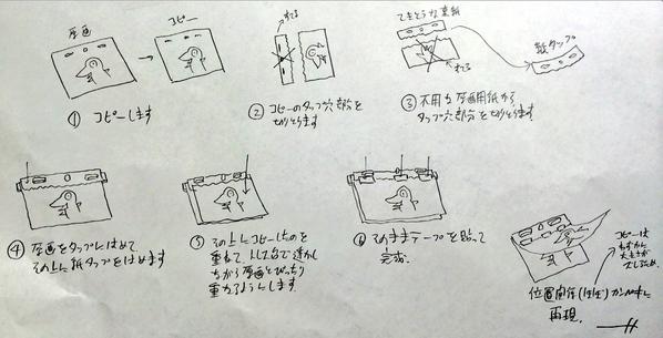 コピーを使った原画の複製のやり方。これでほぼ完璧にズレを取り除ける。たぶんあまりにも基本的な事柄なので逆に誰もまとめてないんじゃないか? 