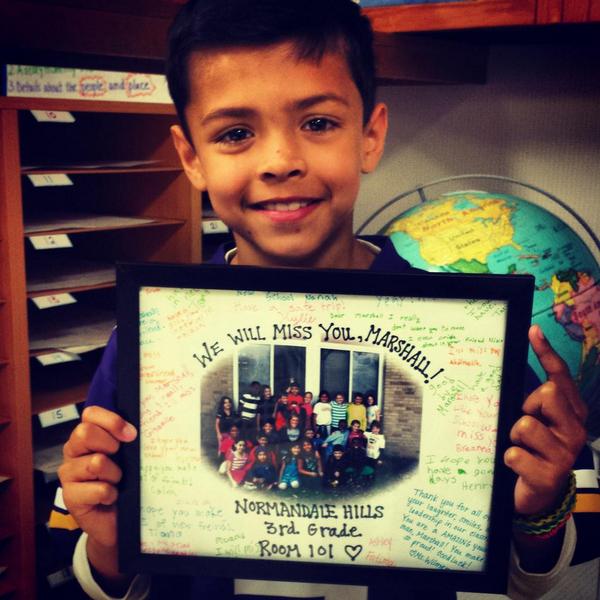 NHKnights_3rd's tweet photo. Good Luck, Marshall! You will be missed! #futurepenpal http://t.co/ZhKelpaZdj
