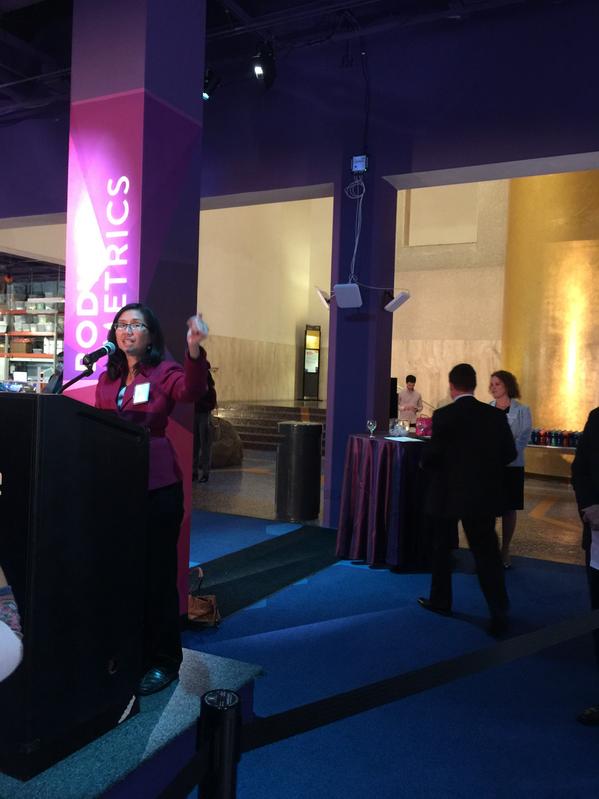 DJohnice's tweet photo. Faye Sahai of #KaiserPermanente addresses crowd gathered for the #BodyMetrics exhibit at #thetechmuseum http://t.co/VxrLKiK8Da