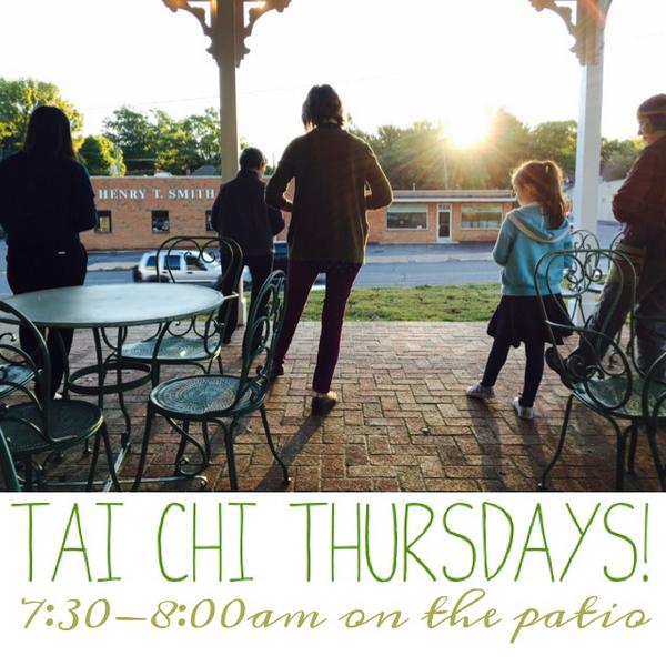 muddysgrind's tweet photo. Tai Chi Thursdays 730-8am. Gentle movements to stretch, relax, balance, &amp; breathe. Beginners welcome. Join us! http://t.co/6CsrRP0HG0