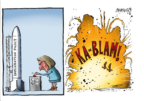 Adamstoon1's tweet image. Today's #Antares #RocketExplosion @Telegraph #cartoon #immigration