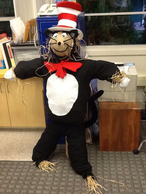 Team8Tweets's tweet photo. Our class made a Cat in the Hat themed scarecrow.  Too cute! http://t.co/kNS29Af0Fx