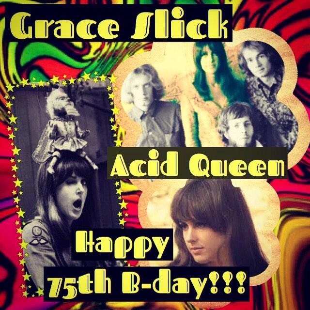 Acid Queen!

Grace Slick 

( V & KB of Jefferson Airplane, Jefferson Starship,,)

Happy 75th Birthday! 

30 Oct 1939 