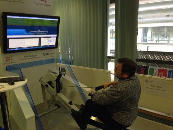 Terry_Salmon's tweet image. The early pace being set by @PhilMale on @SASUK_Analytics Big Data Skills Festival rowing comp. #BigDataSkills