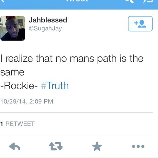 DreCinco's tweet photo. BREAKING NEWS: LOCAL URBAN YOUTH RELEASES PHILOSOPHICAL QUOTE UNDER THE MONIKER OF "ROCKIE"!! @SugahJay http://t.co/FUCWt9Ronc