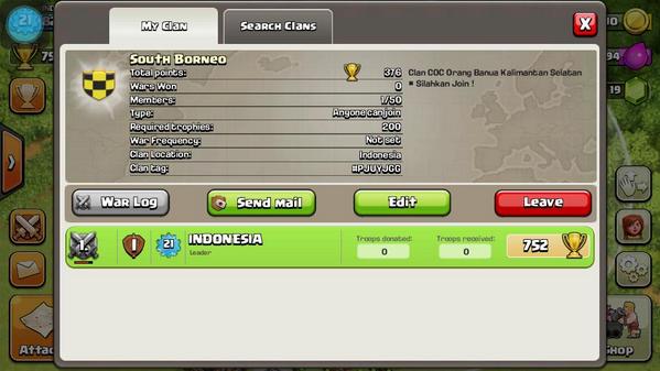 Nah yg katuju main game COC bisa join d Clan: South Borneo ■ 10 orang join pertama bisa dijadikan Elder &amp; Co-Leader !