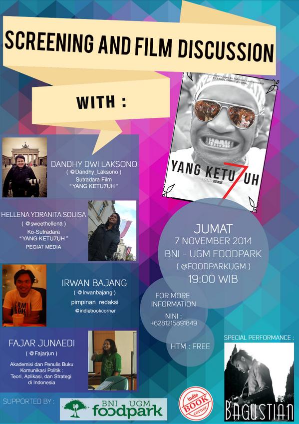 komunikasiumy's tweet photo. Mari datang @ikomUMY_14 @IK_UMY2012 @IK_UMY2013 @ikom2011_umy @FOTKA_053 @advertising_umy di screening Yang Ketu7uh http://t.co/h0Jmt1hFHo