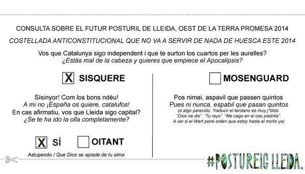 mdesantiago1's tweet photo. 15 dies després de publicar-ho, encara ric amb la papereta pel #9N2014 del #PartitPosturil!! Jajaja @PostureigLleida  http://t.co/rZsyrs1jzv