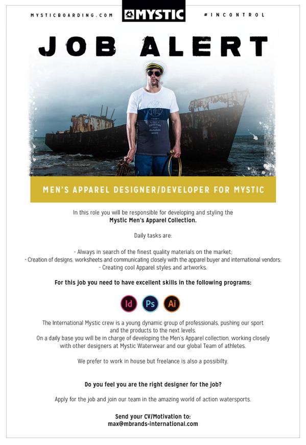 Job Alert! Who has some serious apparel design skills? <a href="/Mysticboarding/">Mystic</a> is looking for a new team member!