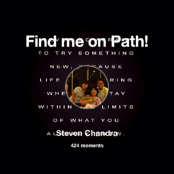 stepen_sc's tweet photo. I've shared 424 memories with my friends on #Path - see them now at http://t.co/iCIEh699Ez! #thepersonalnetwork http://t.co/TKtmE3irpL